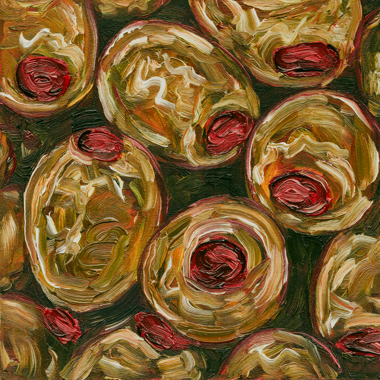 Moody Olives 5x5 Oil Painting