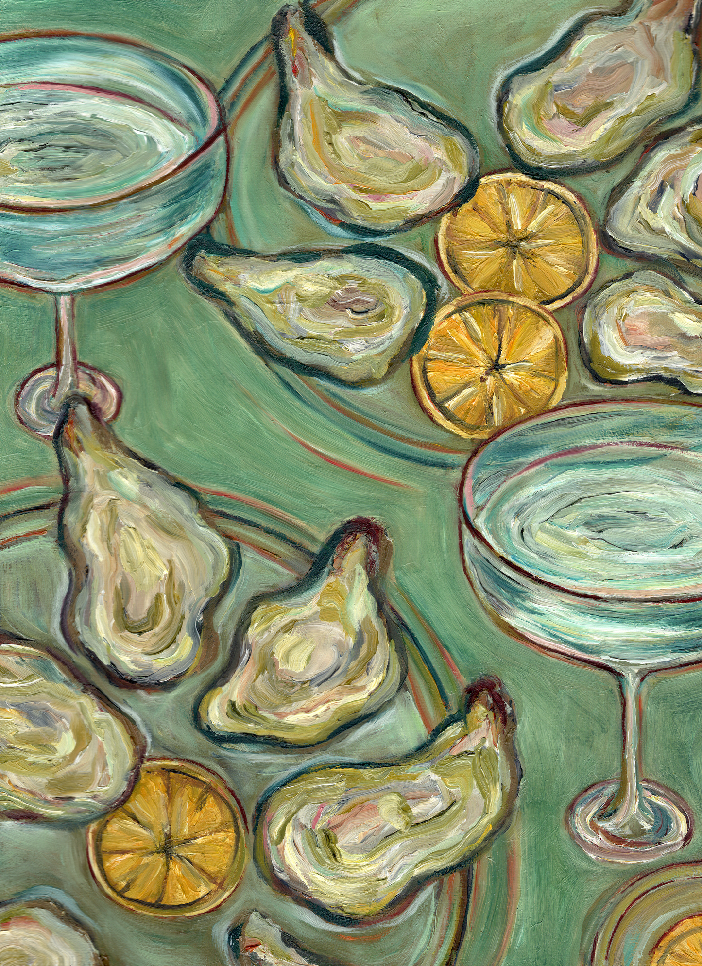 Oysters and Wine 8x10 Oil Painting