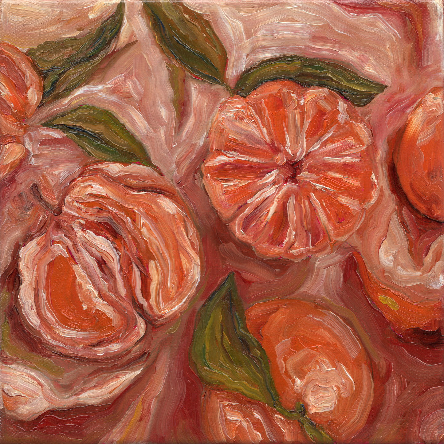 Peeling Clementines 8x8 Oil Painting