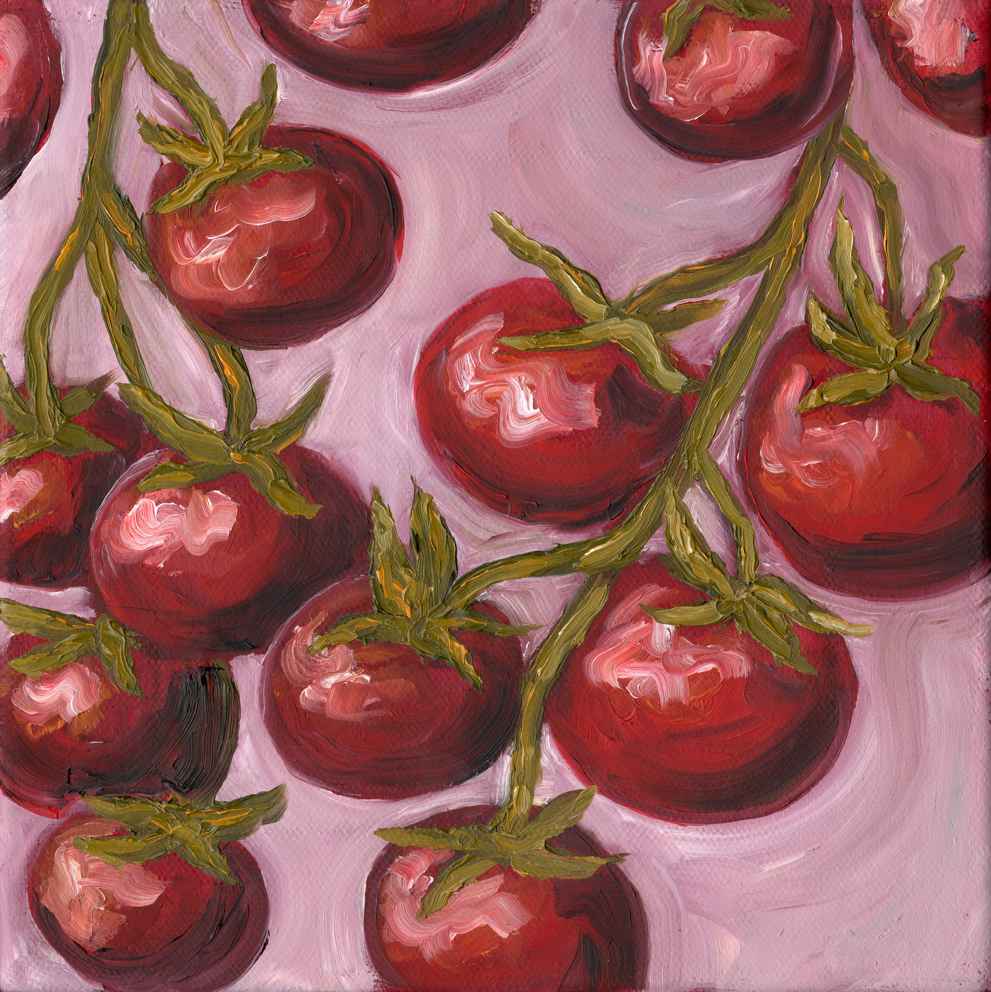 Pink Tomatoes 8x8 Oil Painting