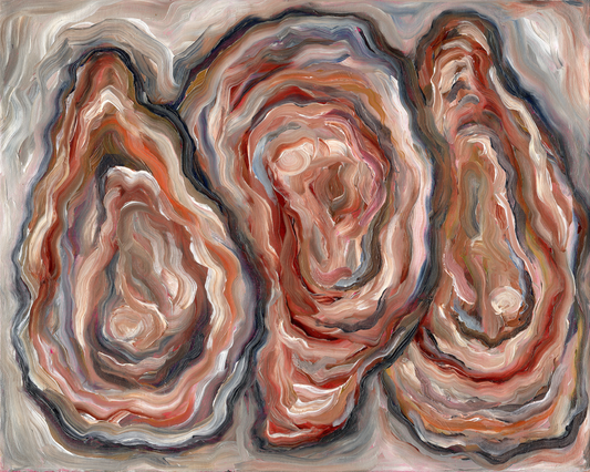 3 Oysters 10x8 Oil Painting