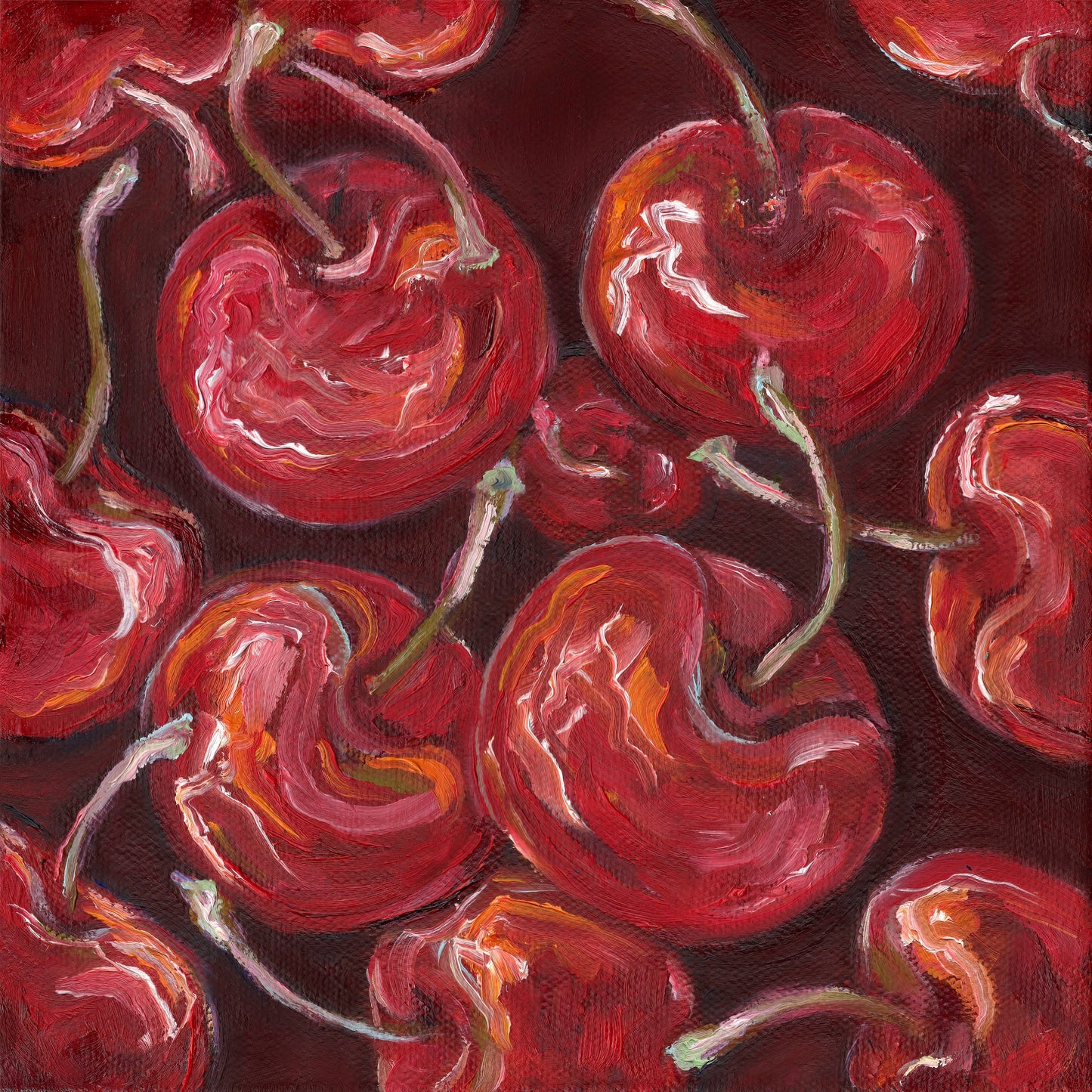 Cherries 8x8 Oil Painting