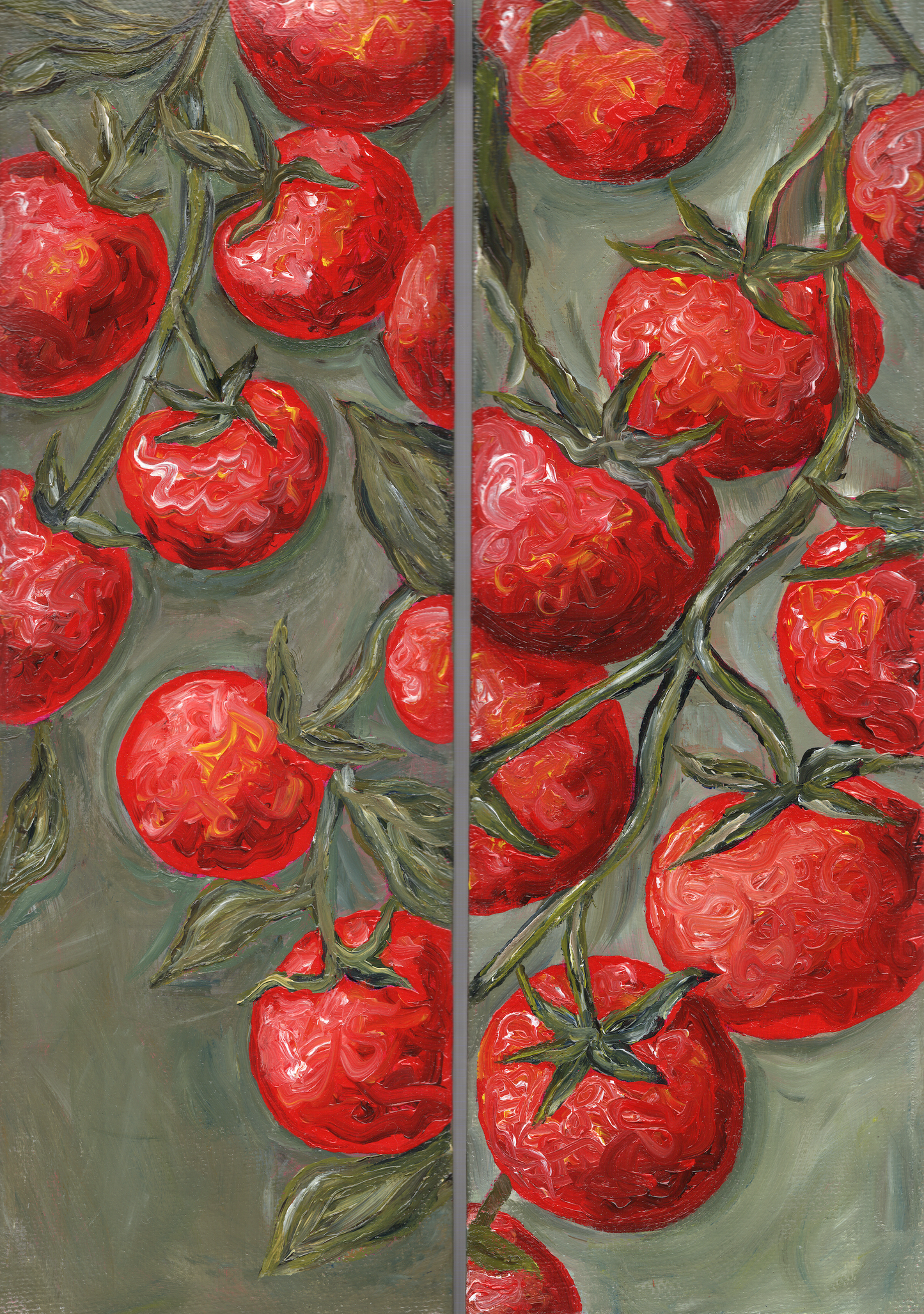 Garden Tomatoes(2) 12x4 Oil Paintings