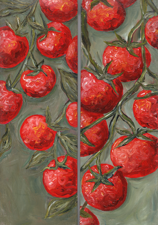 Garden Tomatoes(2) 12x4 Oil Paintings