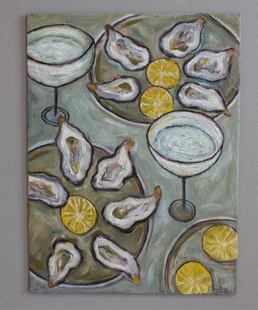 Oysters and Cocktails 12x16 Oil Painting