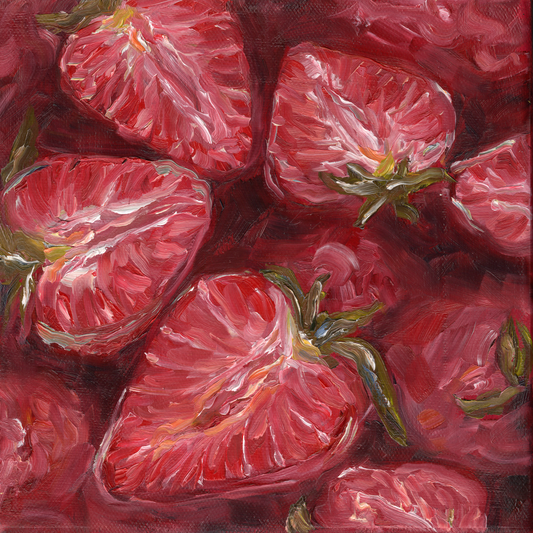 Strawberries No.1 8x8 Oil Painting
