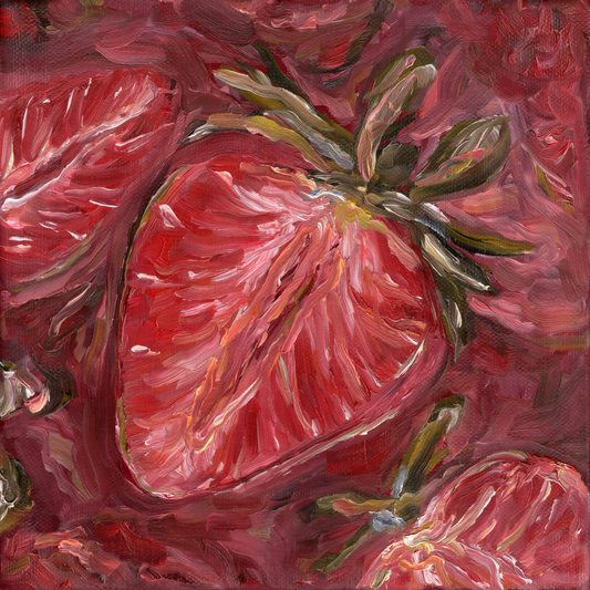 Strawberry No.1 8x8 Oil Painting