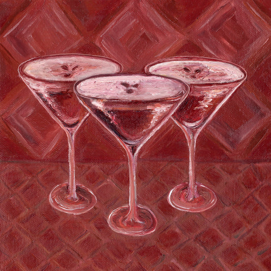 Three Espresso Martinis 8x8 Oil Painting